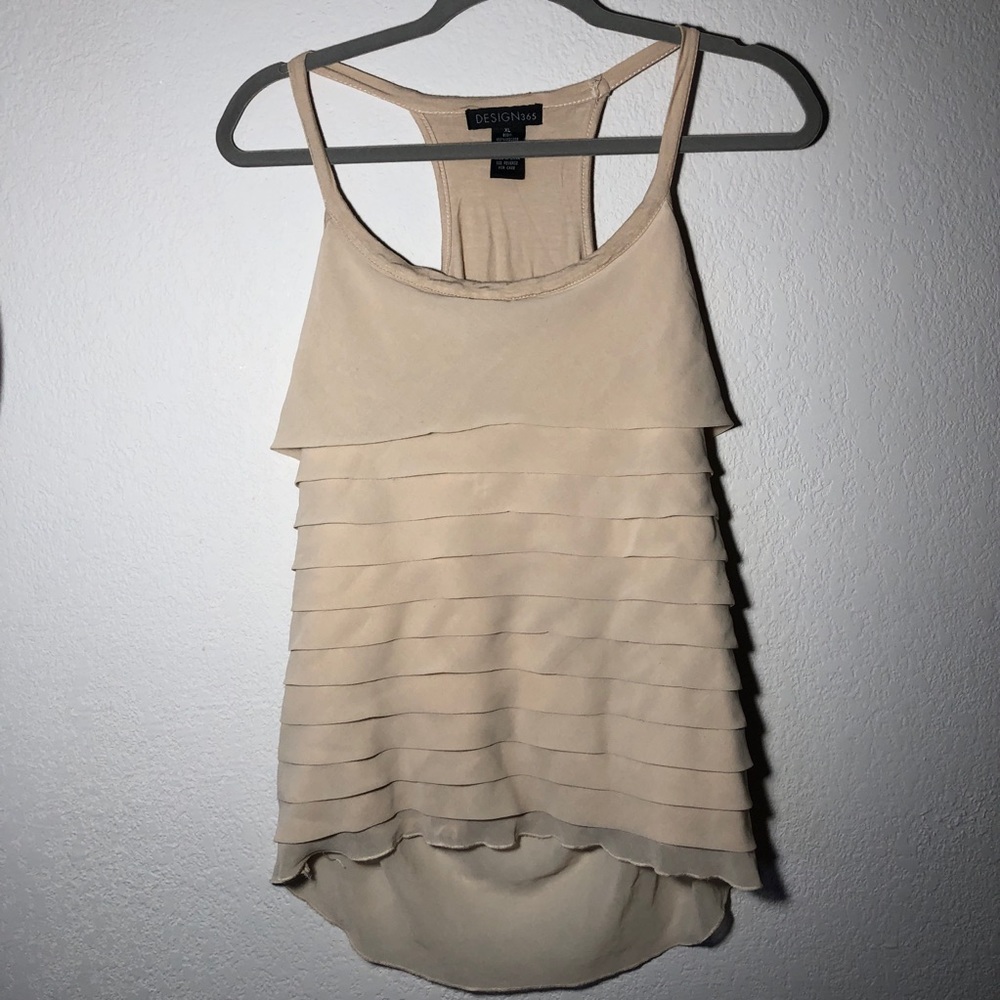 Design 365 Tan Ruffle Tank XL